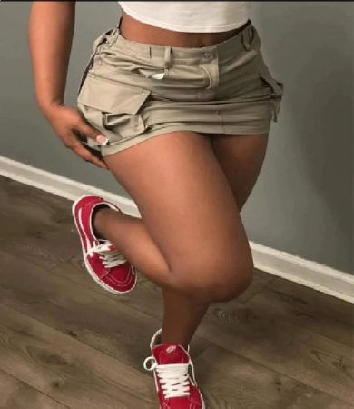 Mini Saia Jeans Com Bolso Cargo Feminina Cintura Alta moda Gringa